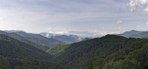 View of the Great Smoky Mountains from Newfound Gap Road Overlook.